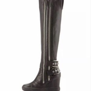 Giuseppe Zanotti Black Over the Knee Wedge Boots